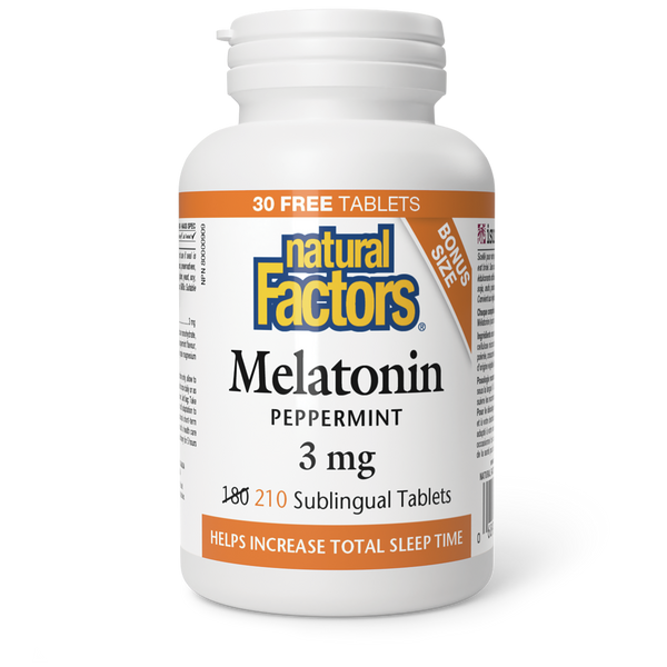 Natural Factors - Melatonin- 3 mg - Bonus Size
