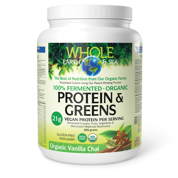 Natural Factors - Whole Earth & Sea Fermented Organic Protein & Greens - Organic Vanilla Chai